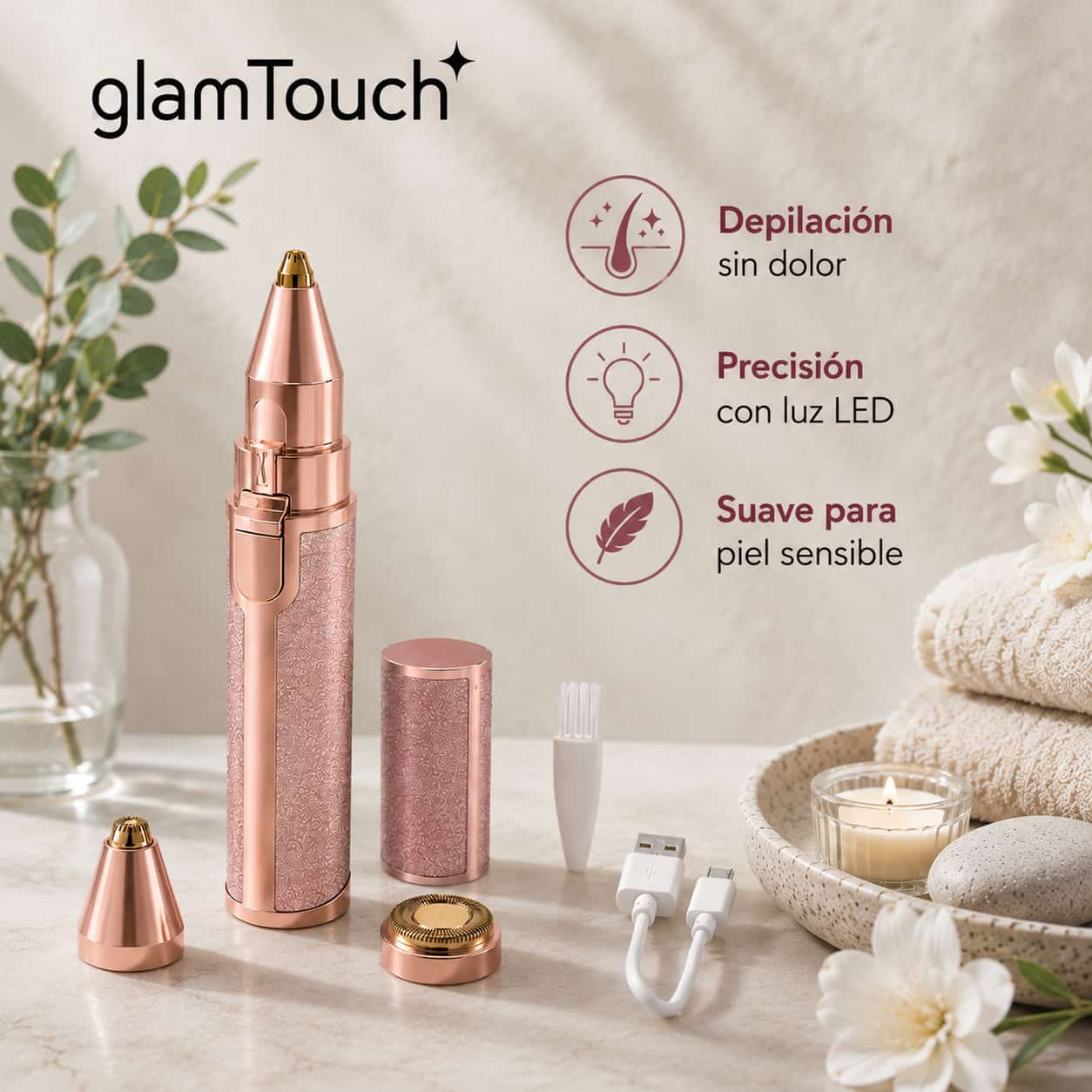 .GlamTouch Cejas perfectas en segundos, suave precisa, sin dolor ni irritación